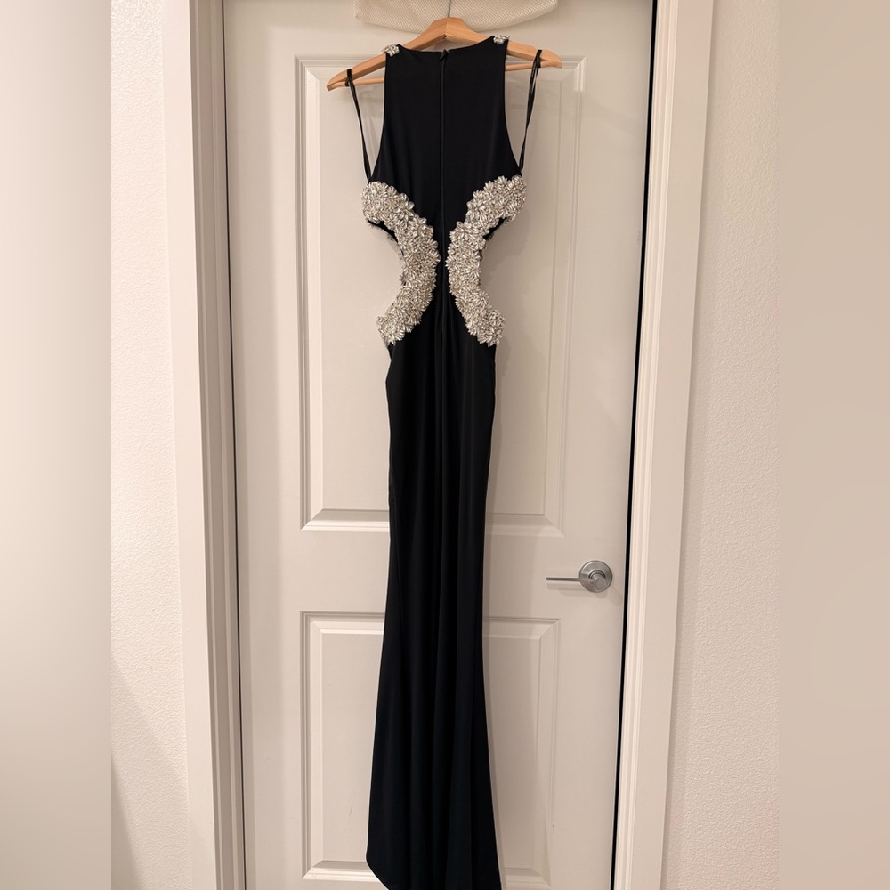 NWOT BRONX AND BANCO Camila Black Rhinestone Cutout Gown - Picture 12 of 15